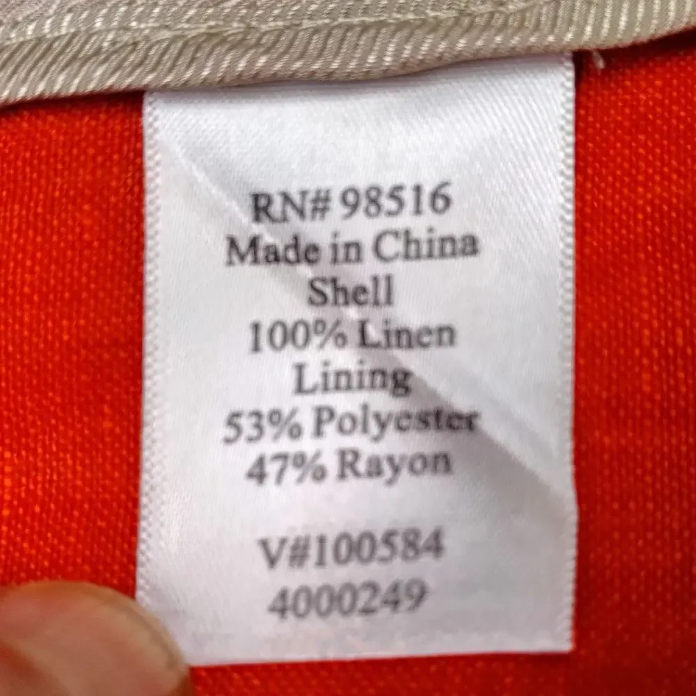 Coldwater Creek 100% Linen Blazer Jacket Orange Coral Classic Women's Size 12